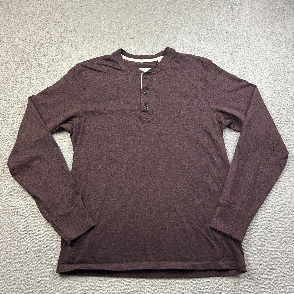 rag & bone Henley Shirt Mens L Burgundy Long Sleeve Standard Issue Casual Knit